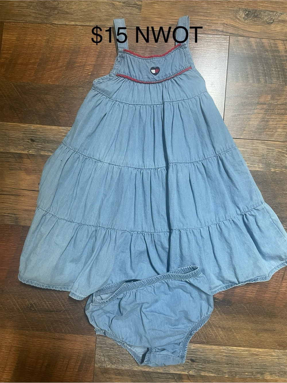 Tommy Hilfiger Light Blue Tiered Sundress with Bloomers